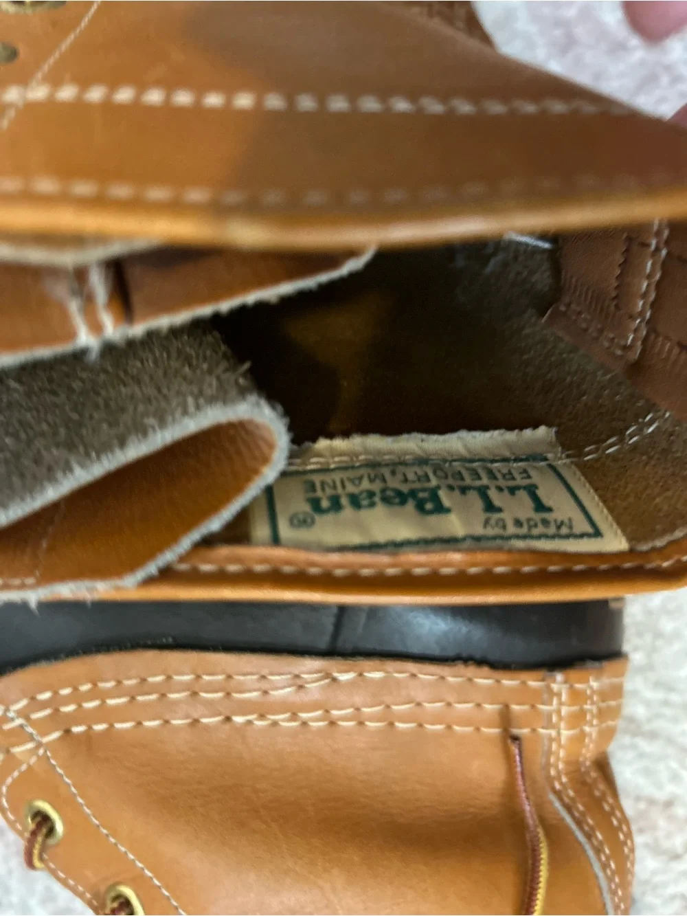 L.L. Bean Tan Leather Lace-Up Duck Boots